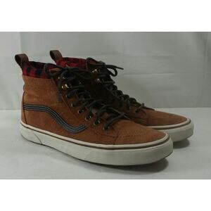 VANS OFF THE WALL LEATHER HI TOP SKATE SHOES SIZE 9‎ MEN 10.5 WOMEN SUEDE BROWN